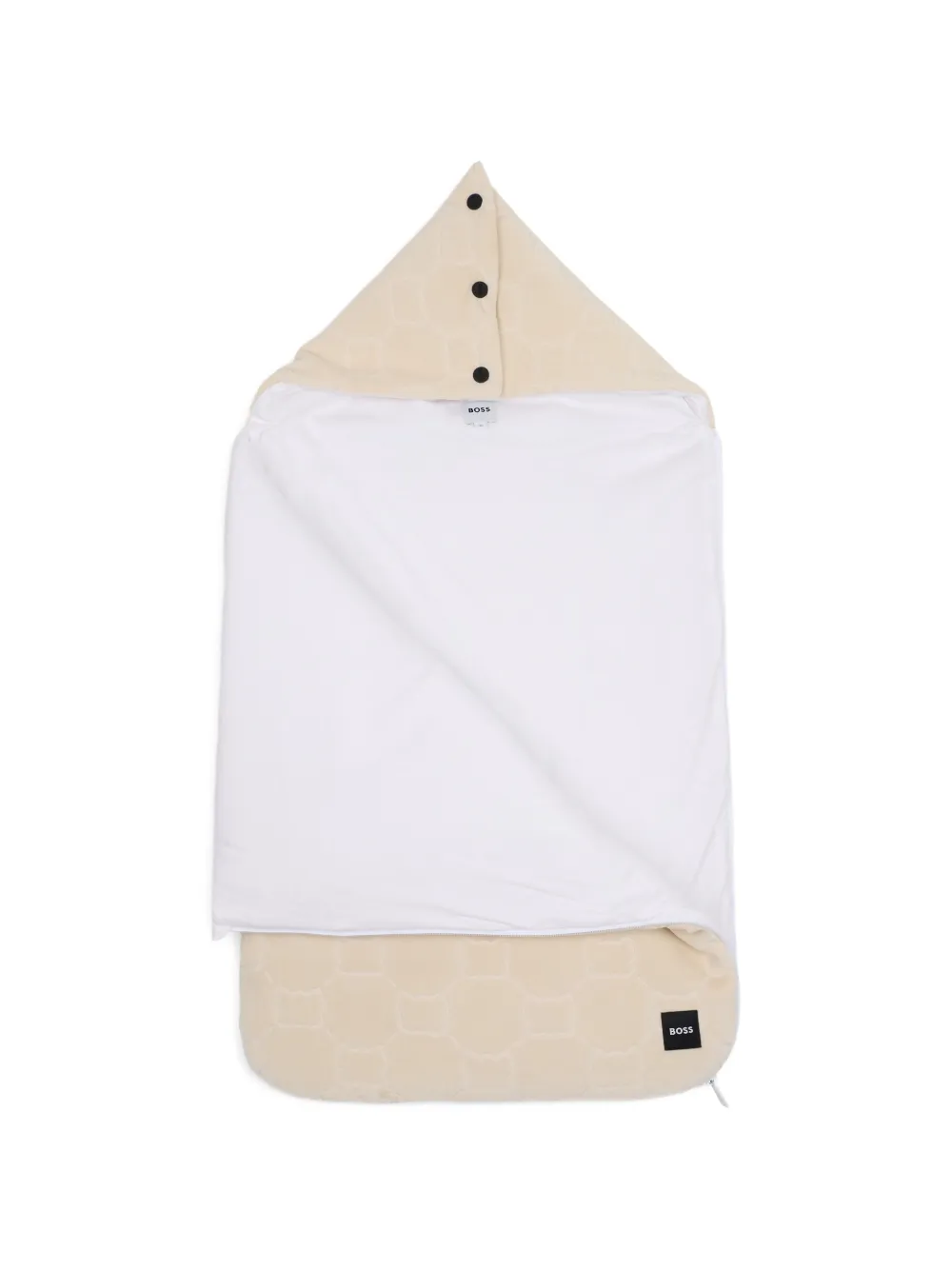 BOSS Kidswear Deken met capuchon en logo-print Beige