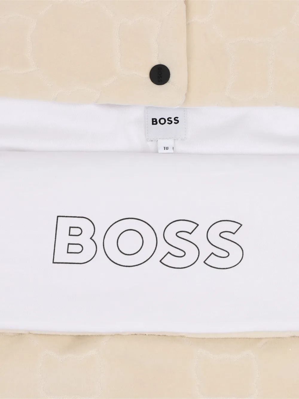 BOSS Kidswear Deken met capuchon en logo-print Beige