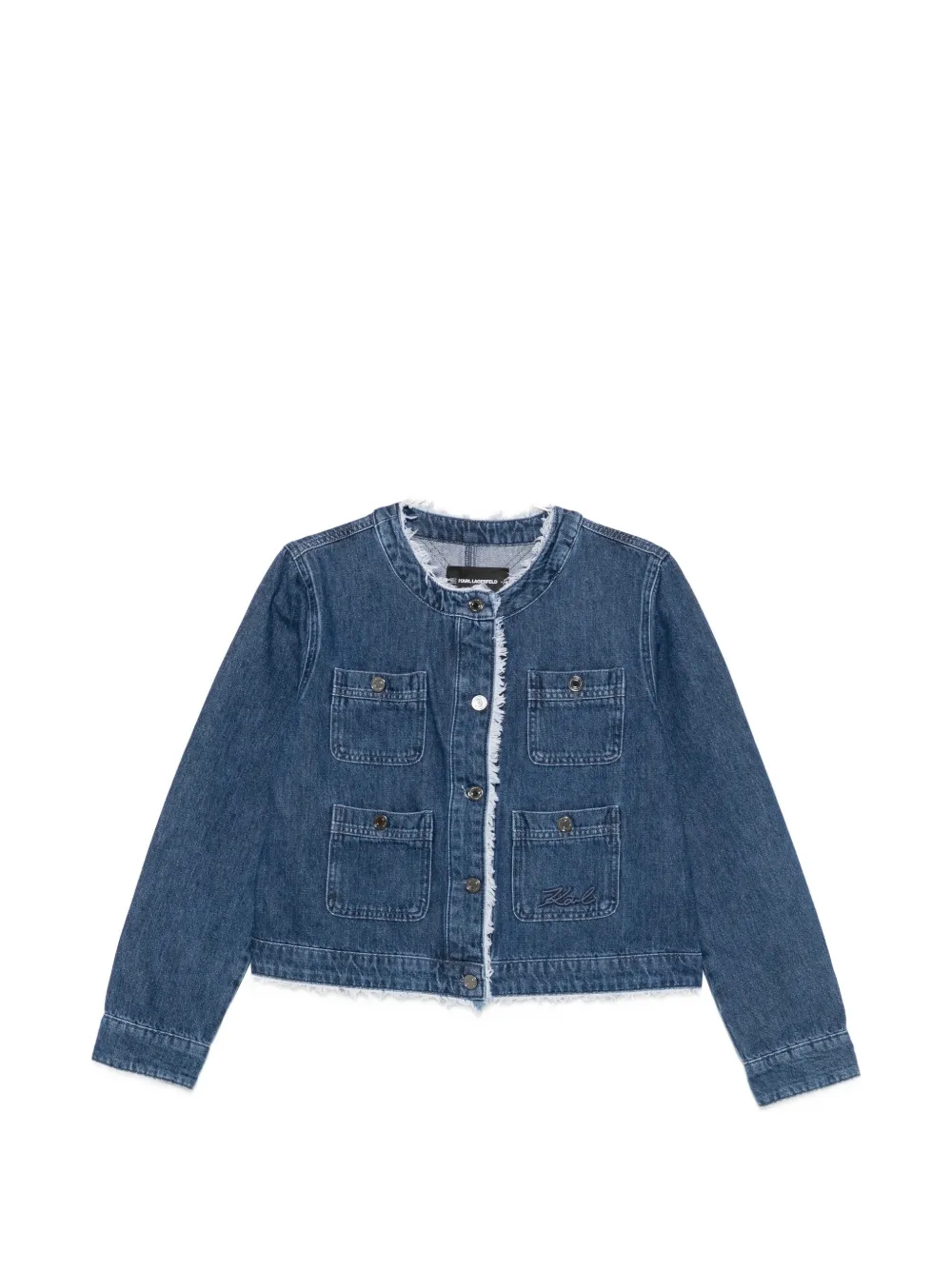 Karl Lagerfeld frayed-edge denim jacket - Blu
