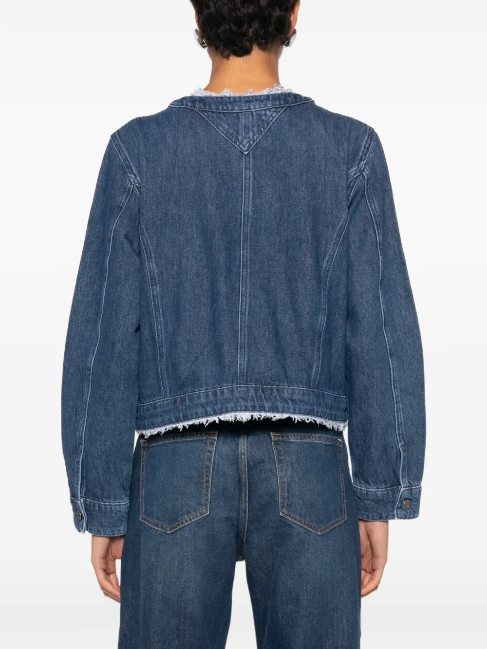 Karl Lagerfeld Jack met franje afwerking Blauw