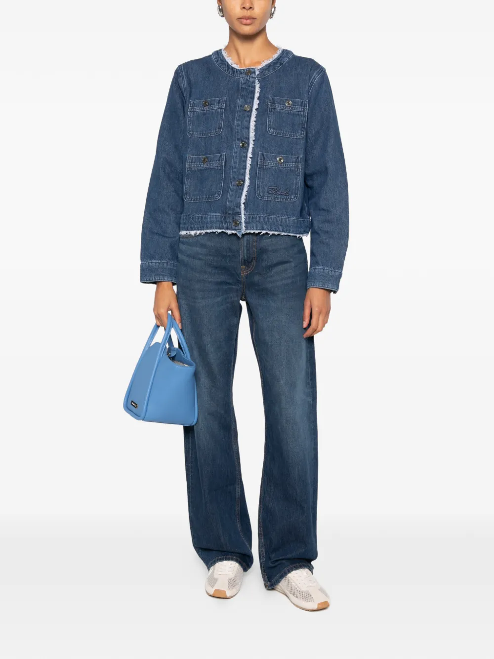 Karl Lagerfeld Jack met franje afwerking Blauw