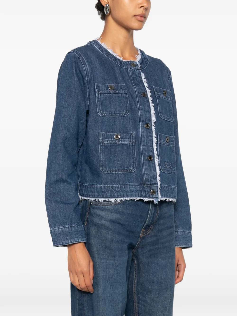 Karl Lagerfeld Jack met franje afwerking Blauw