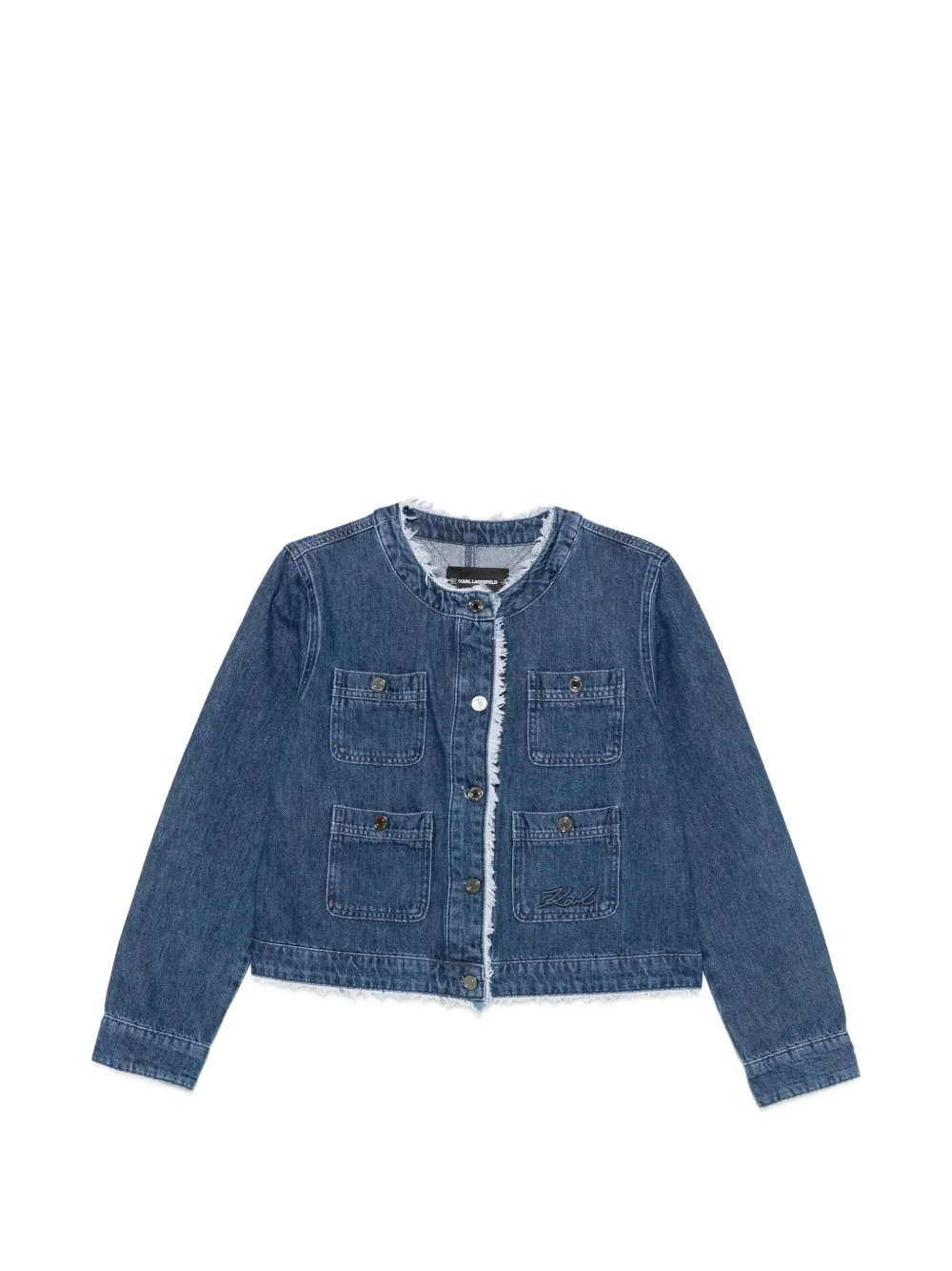 Karl Lagerfeld frayed-edge denim jacket - Blu