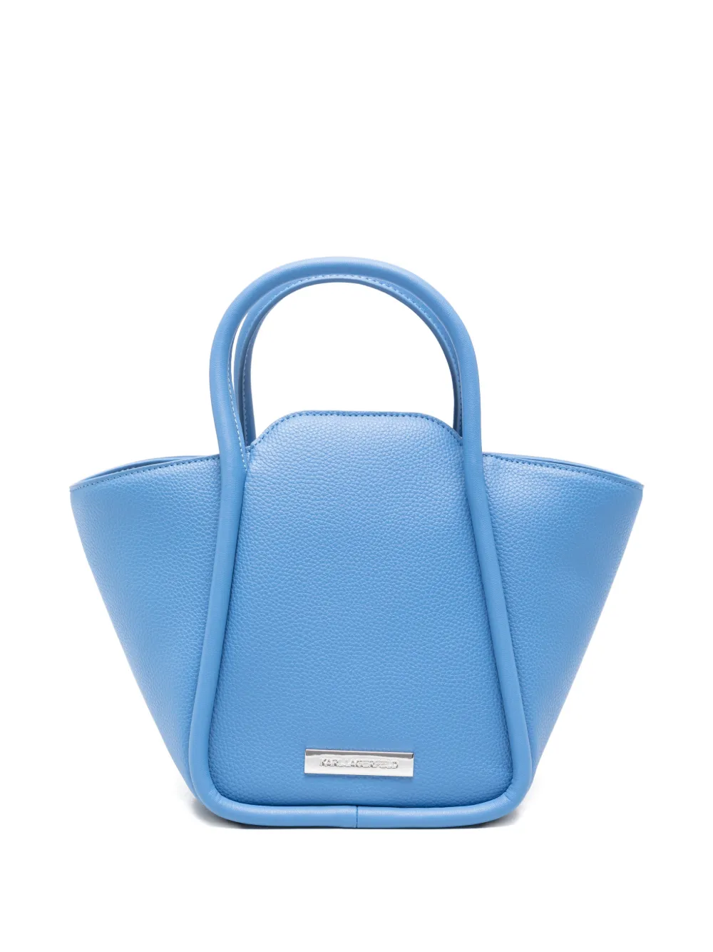 Karl Lagerfeld Icon grained leather logo-plaque tote bag - Blu