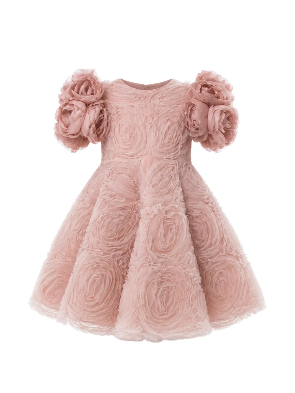 MAISON AVA floral-appliqué puffed-sleeve dress - Rosa