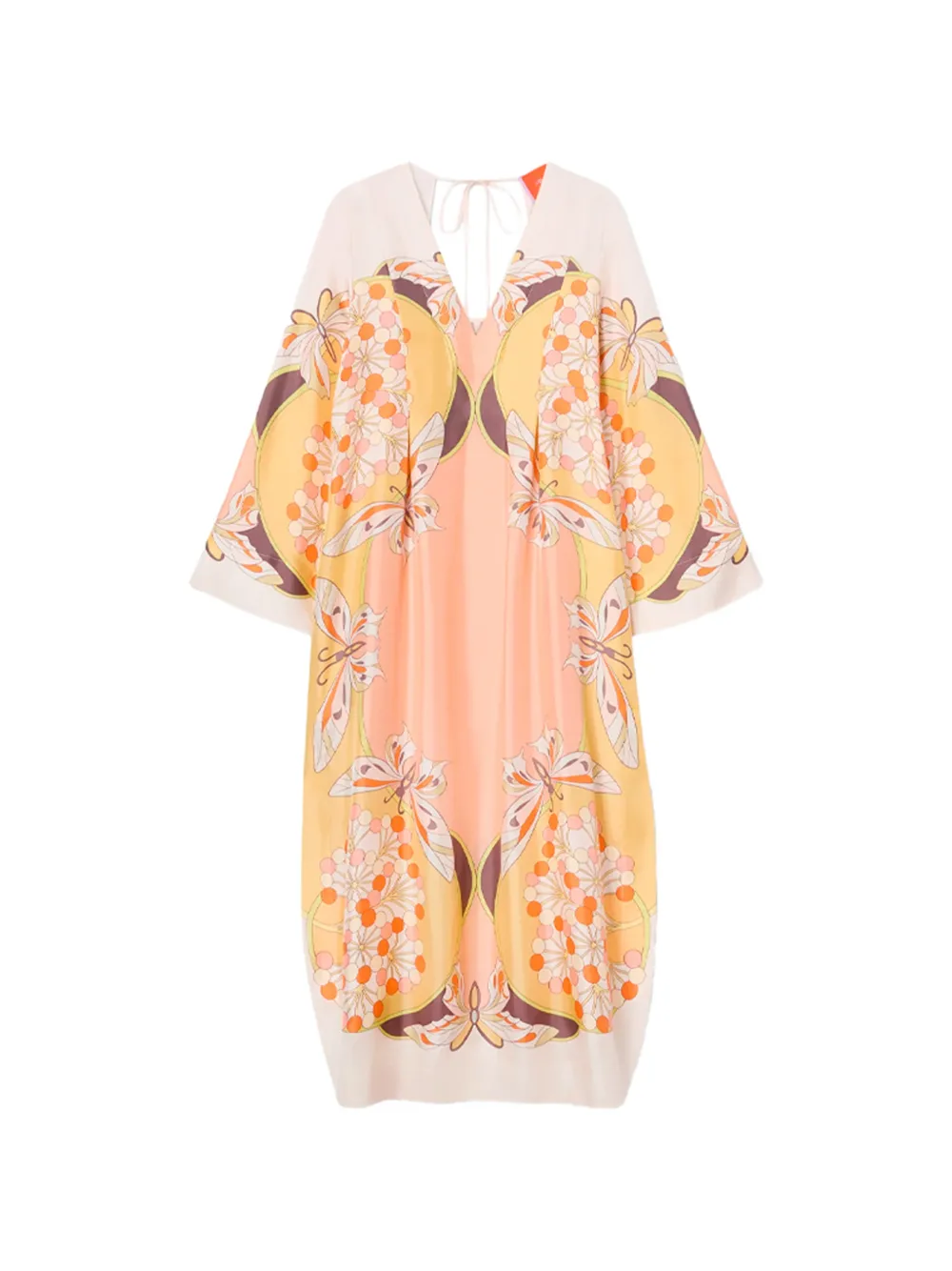La DoubleJ Flame butterfly-print V-neck maxi dress - Toni neutri