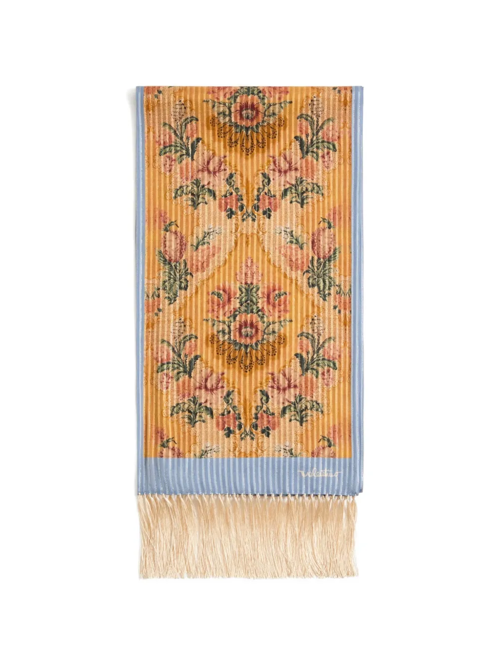 Valentino Garavani Après L'Hiver scarf in printed silk and lurex with fringes. - Giallo