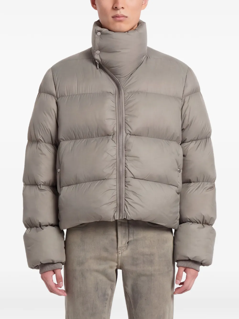 Rick Owens Gewatteerd jack met trechterhals Grijs