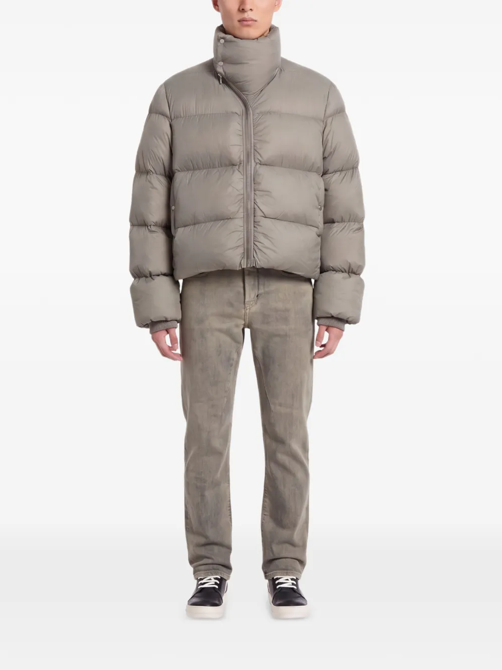 Rick Owens Gewatteerd jack met trechterhals Grijs