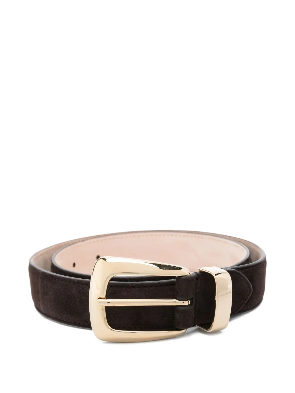 KHAITE Benny suede buckle-fastening belt - Marrone