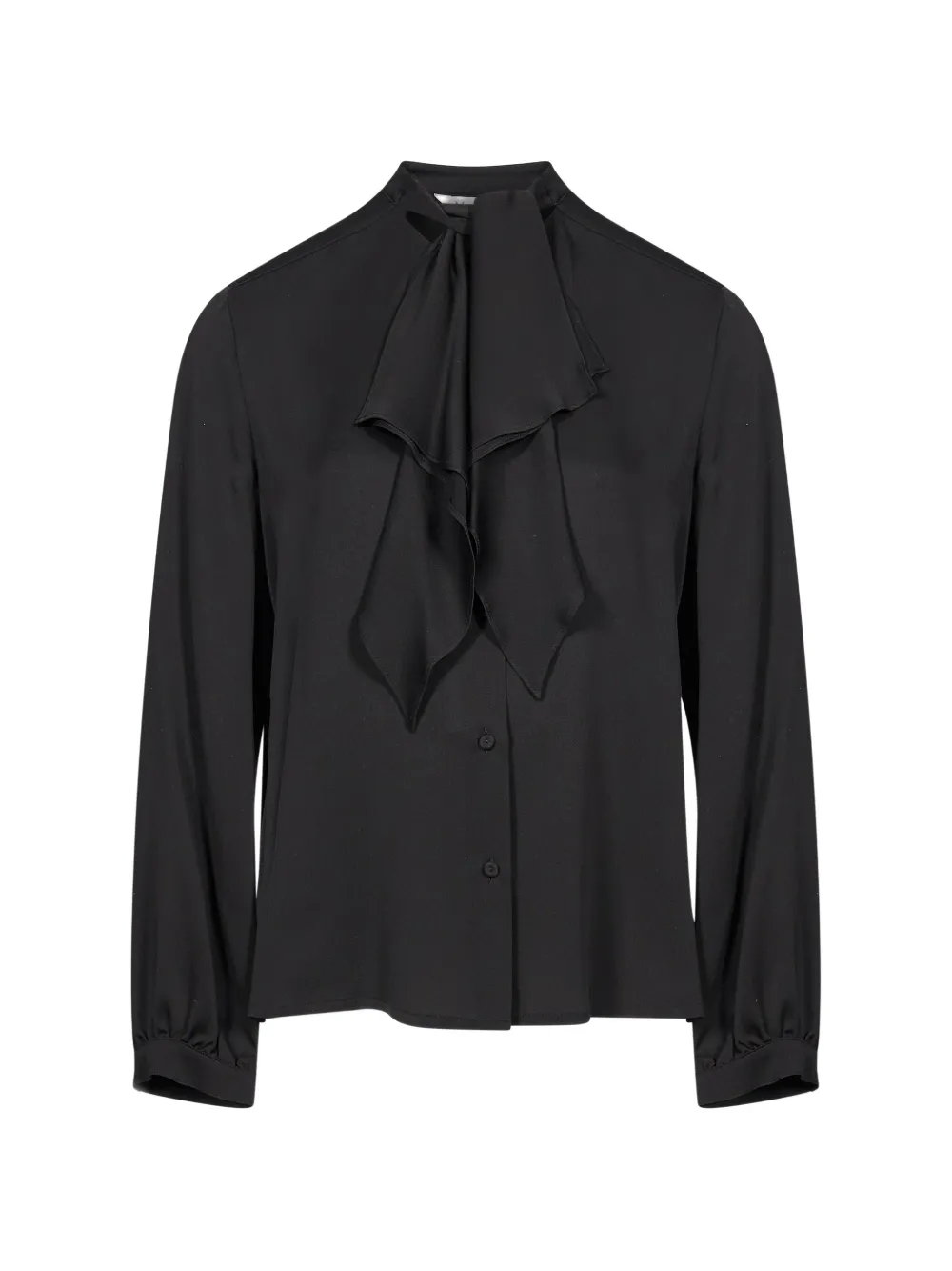 Max Mara ruffled silk charmeuse shirt Zwart