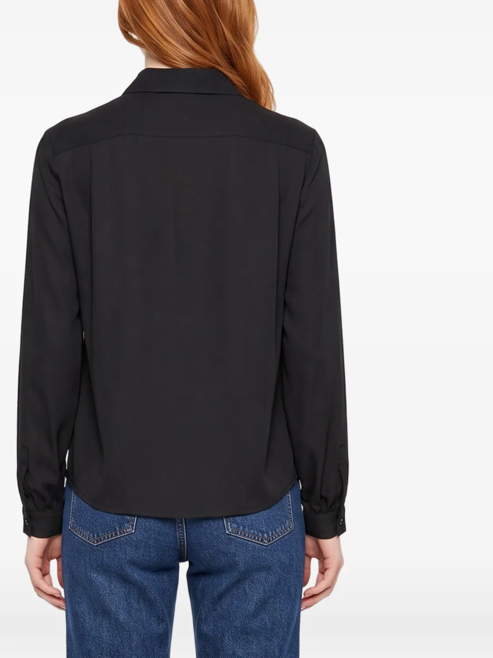 Max Mara ruffled silk charmeuse shirt Zwart