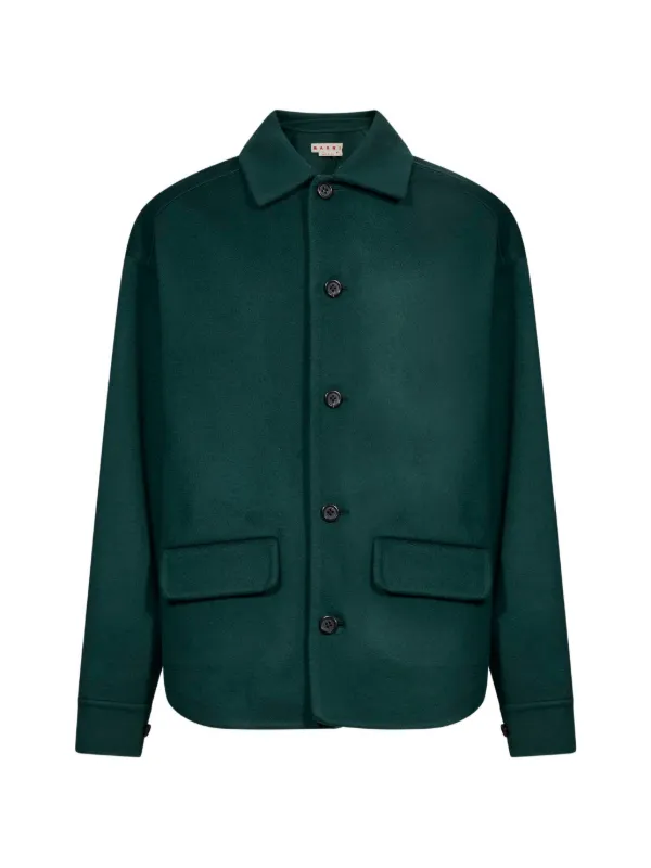 MARNI 五分袖シャツ ダークグリーン後ボタン MARNI 五分袖シャツ 