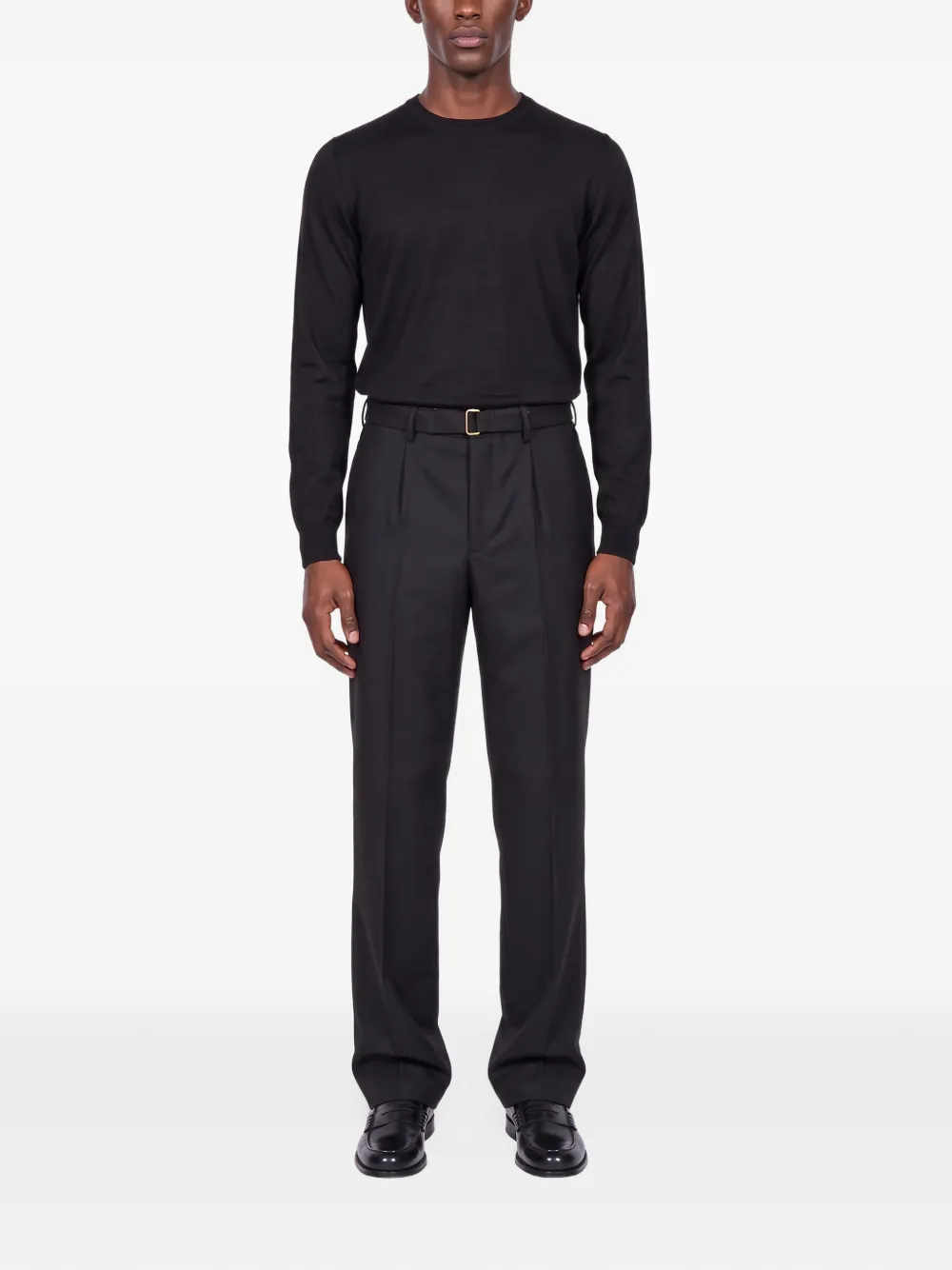Briglia 1949 belted pleated trousers Zwart