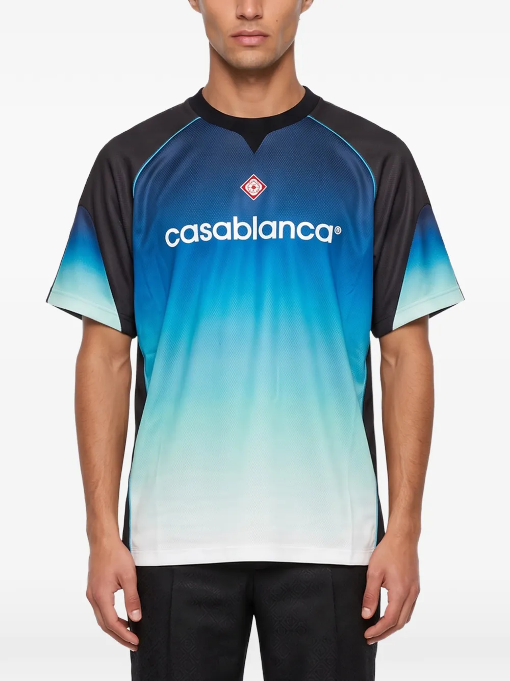 Casablanca blue & green gradient short-sleeve football shirt Blauw