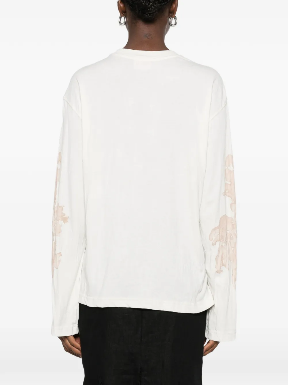 Diesel Katoenen T-shirt met lange mouwen en grafische print Beige