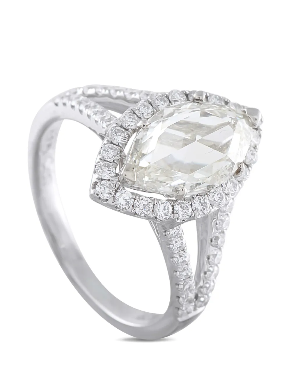 LB Exclusive marquise-cut diamond halo ring - Argento