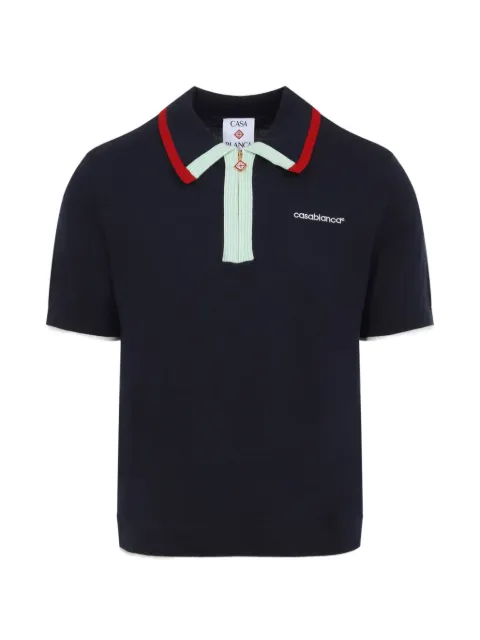 Casablanca logo-embroidered zip-up polo shirt