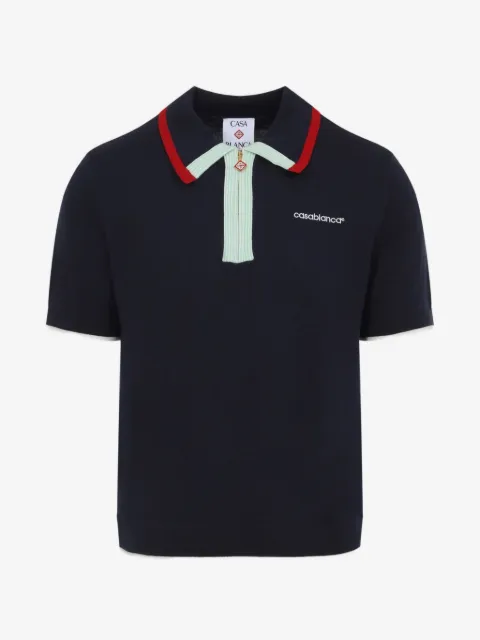 Casablanca zip-fastening logo-embroidered polo shirt