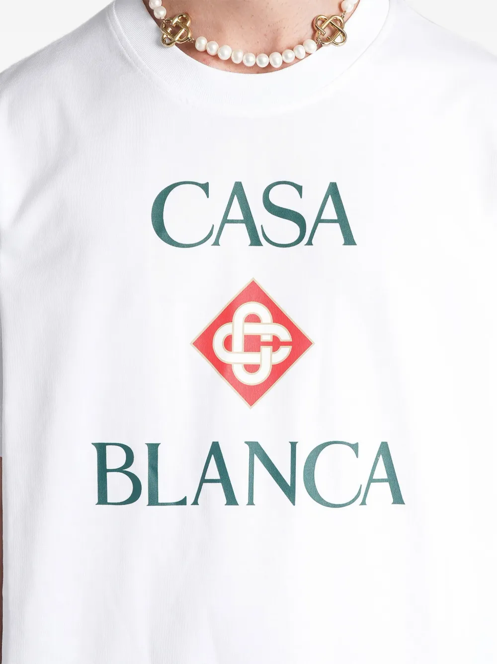 Casablanca Diamond T-shirt met korte mouwen en logo Wit