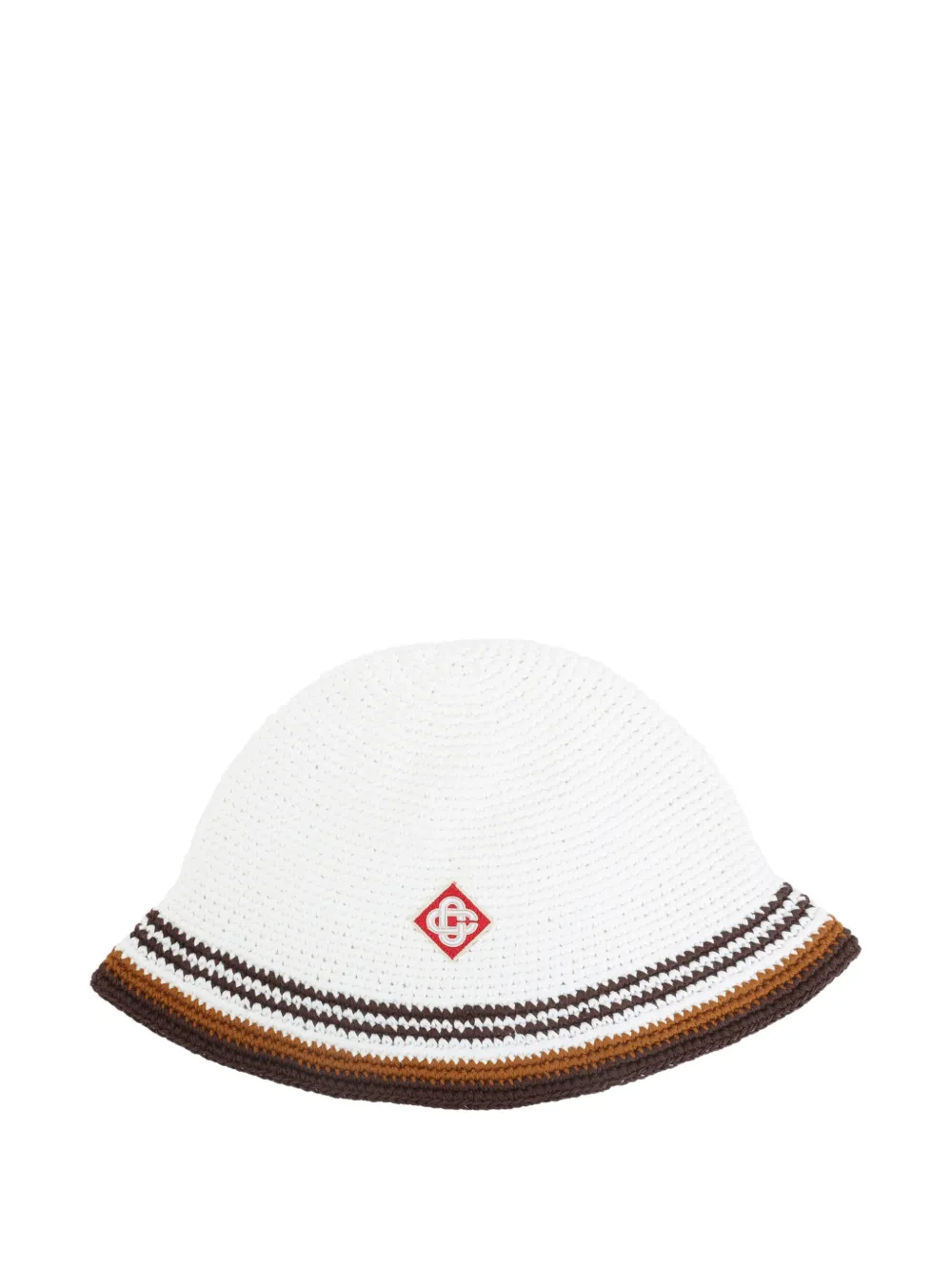 Casablanca crochet-knit striped bucket hat - Bianco