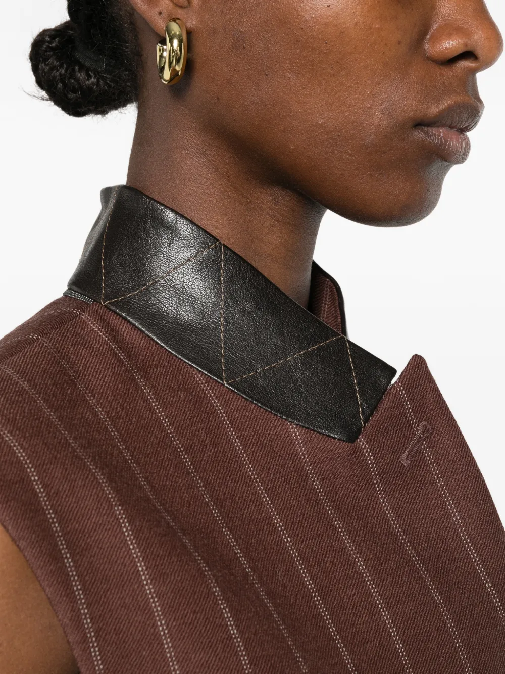 Brunello Cucinelli Mouwloze spencer met krijtstreep Bruin