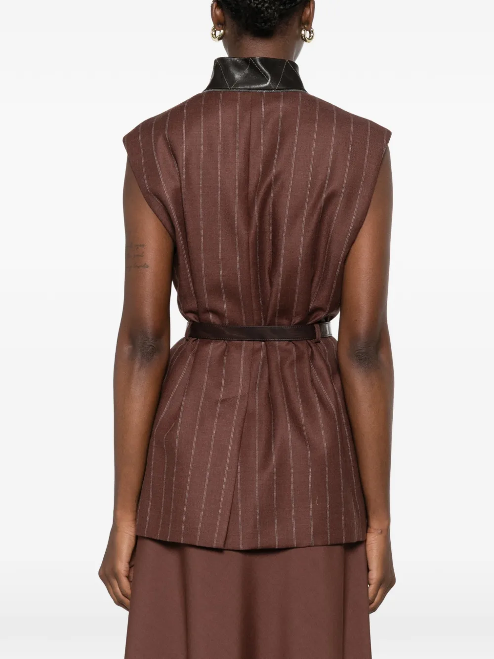 Brunello Cucinelli Mouwloze spencer met krijtstreep Bruin