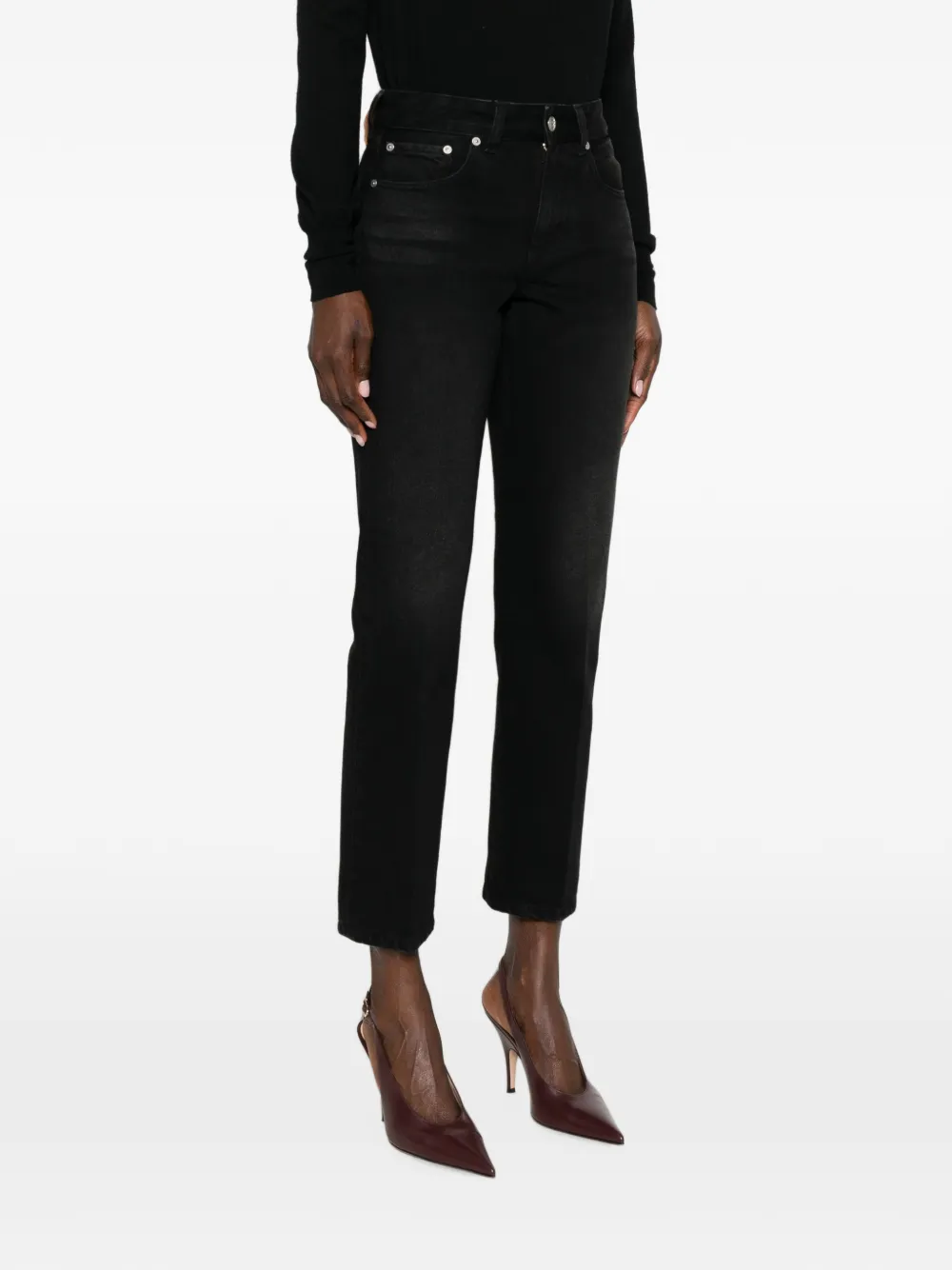 Victoria Beckham Jeans met logopatch Zwart