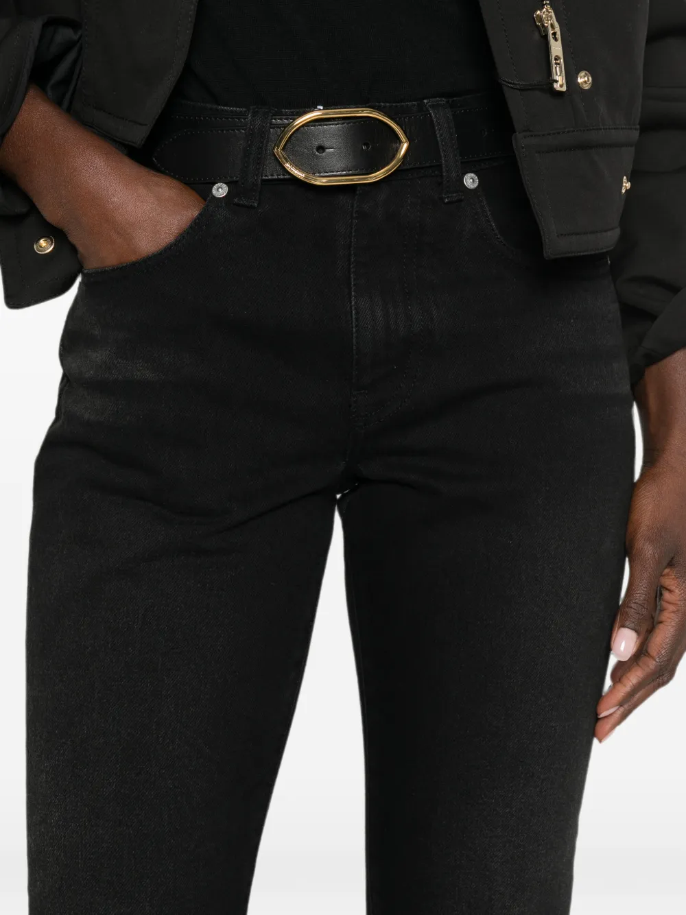 Victoria Beckham Jeans met logopatch Zwart