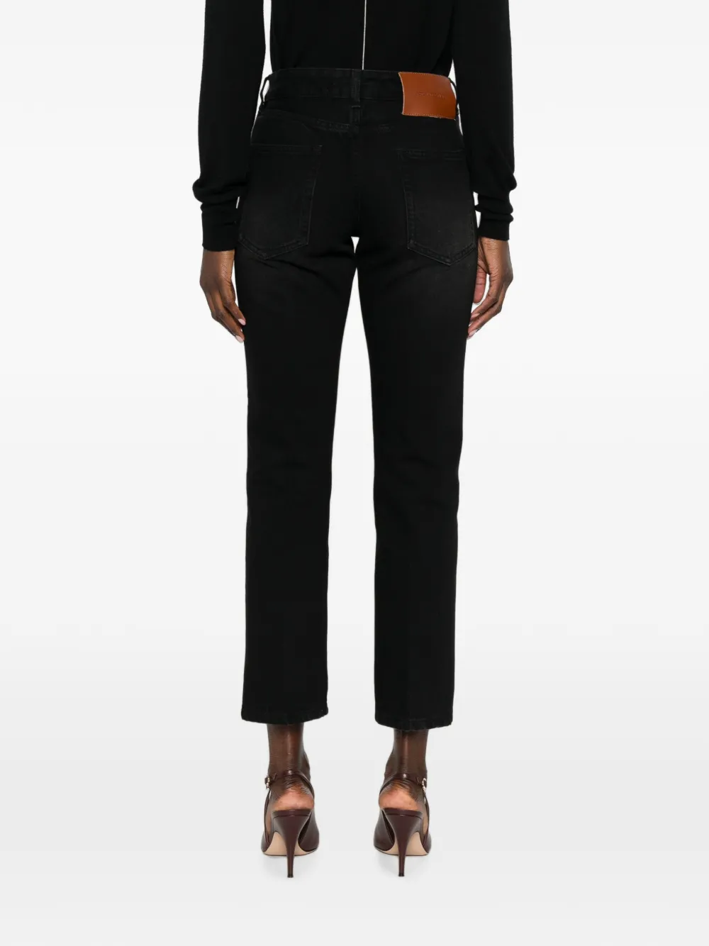 Victoria Beckham Jeans met logopatch Zwart