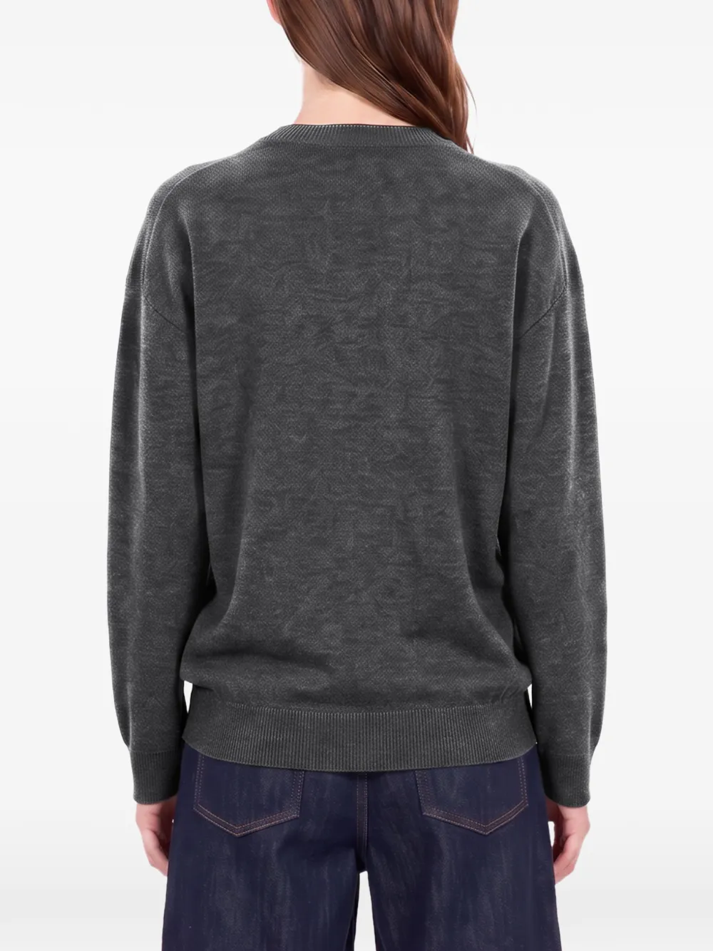 Victoria Beckham logo-plaque drop-shoulder sweater Grijs