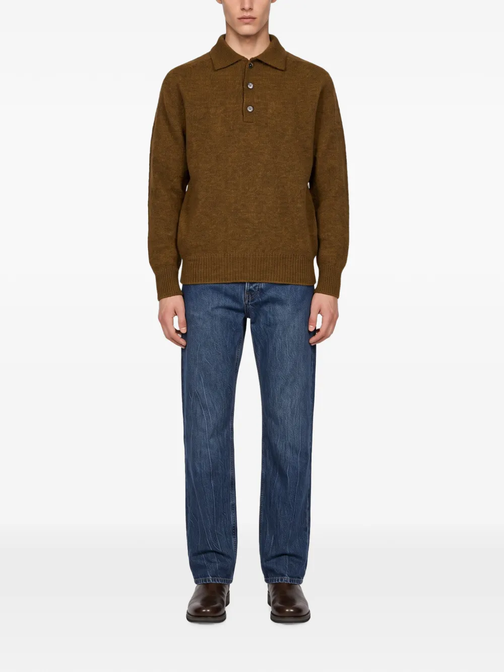 Another Aspect Poloshirt met lange mouwen Bruin