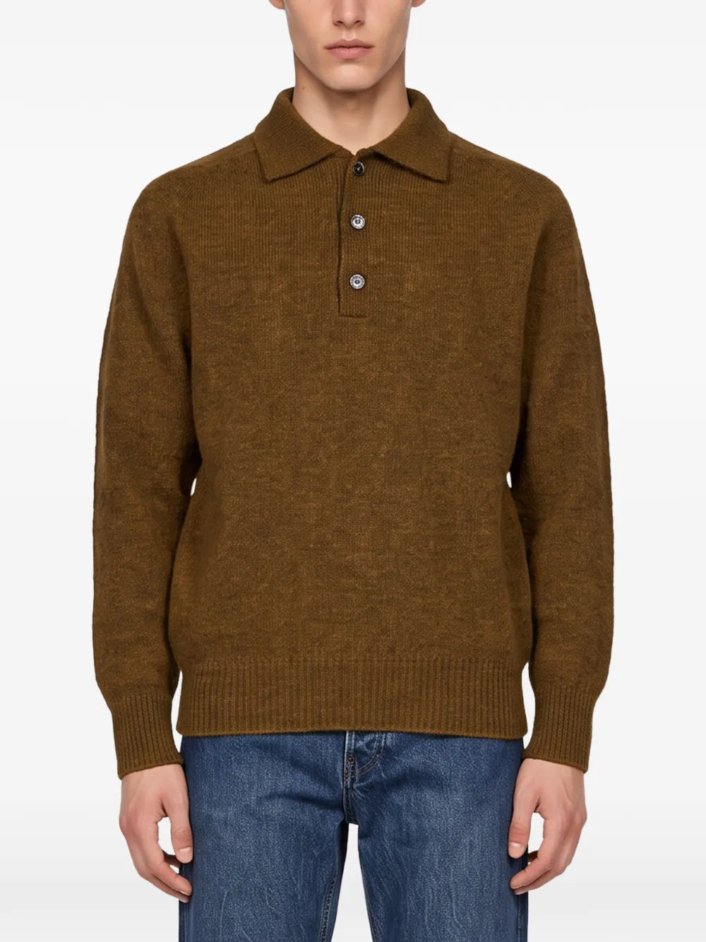 Another Aspect Poloshirt met lange mouwen Bruin