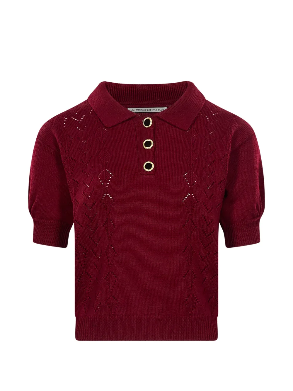 Alessandra Rich pointelle-knit short-sleeve polo shirt · S