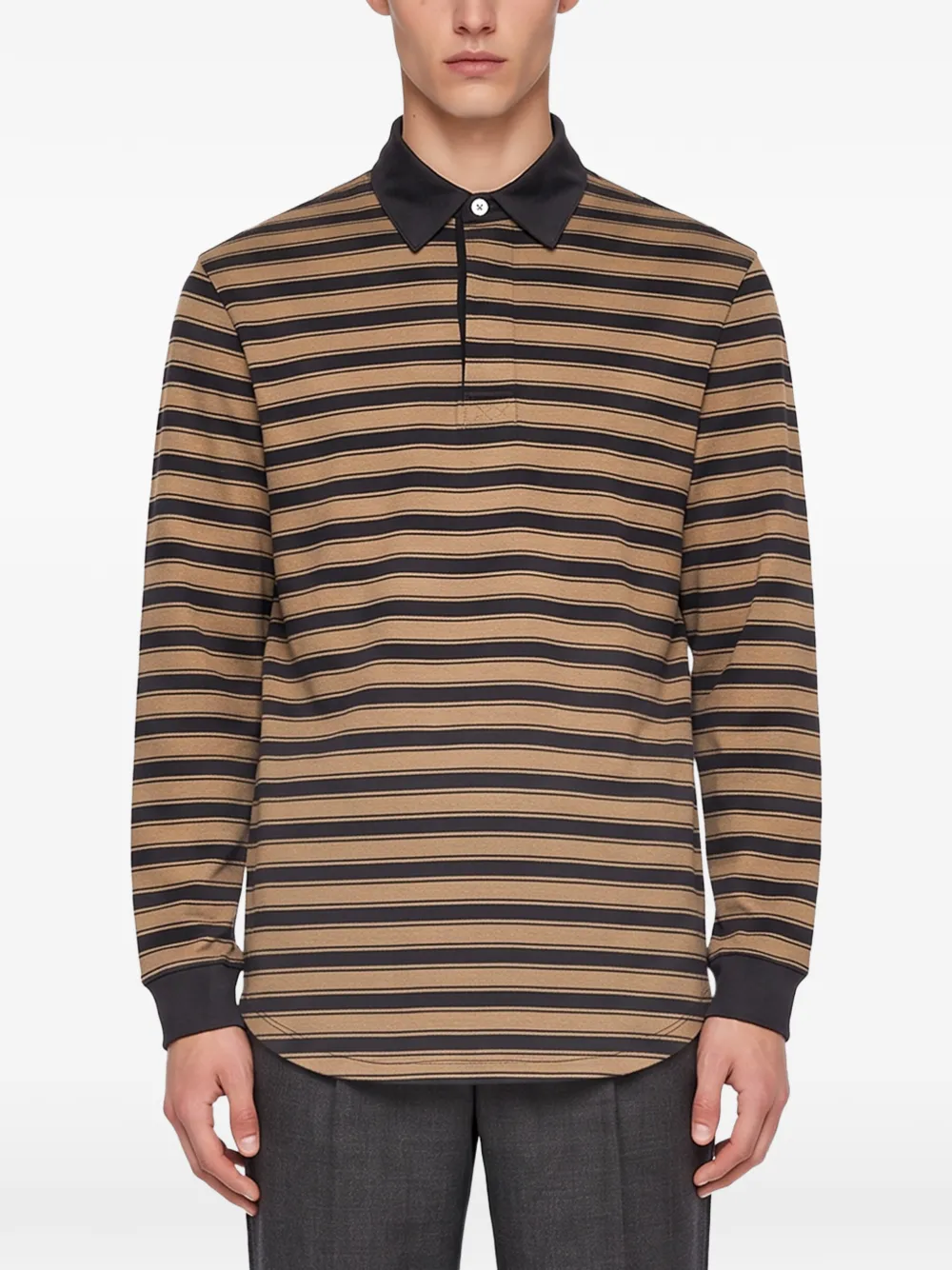Another Aspect Gestreept poloshirt Beige