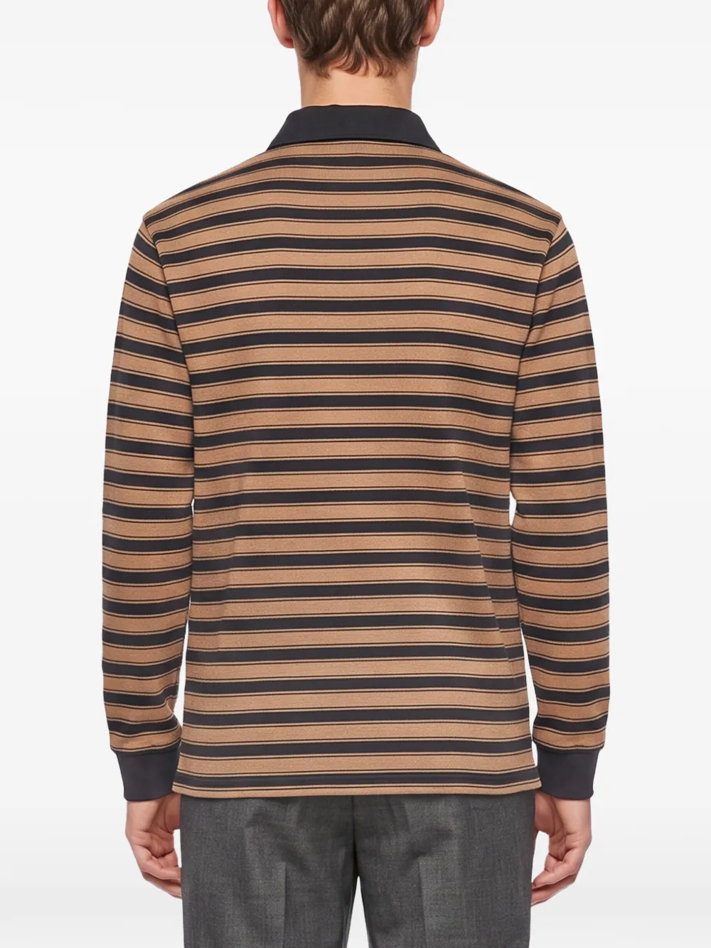 Another Aspect Gestreept poloshirt Beige