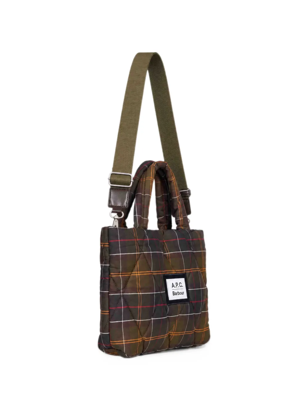 Barbour A.P.C. Tartan quilted crossbody bag Bruin