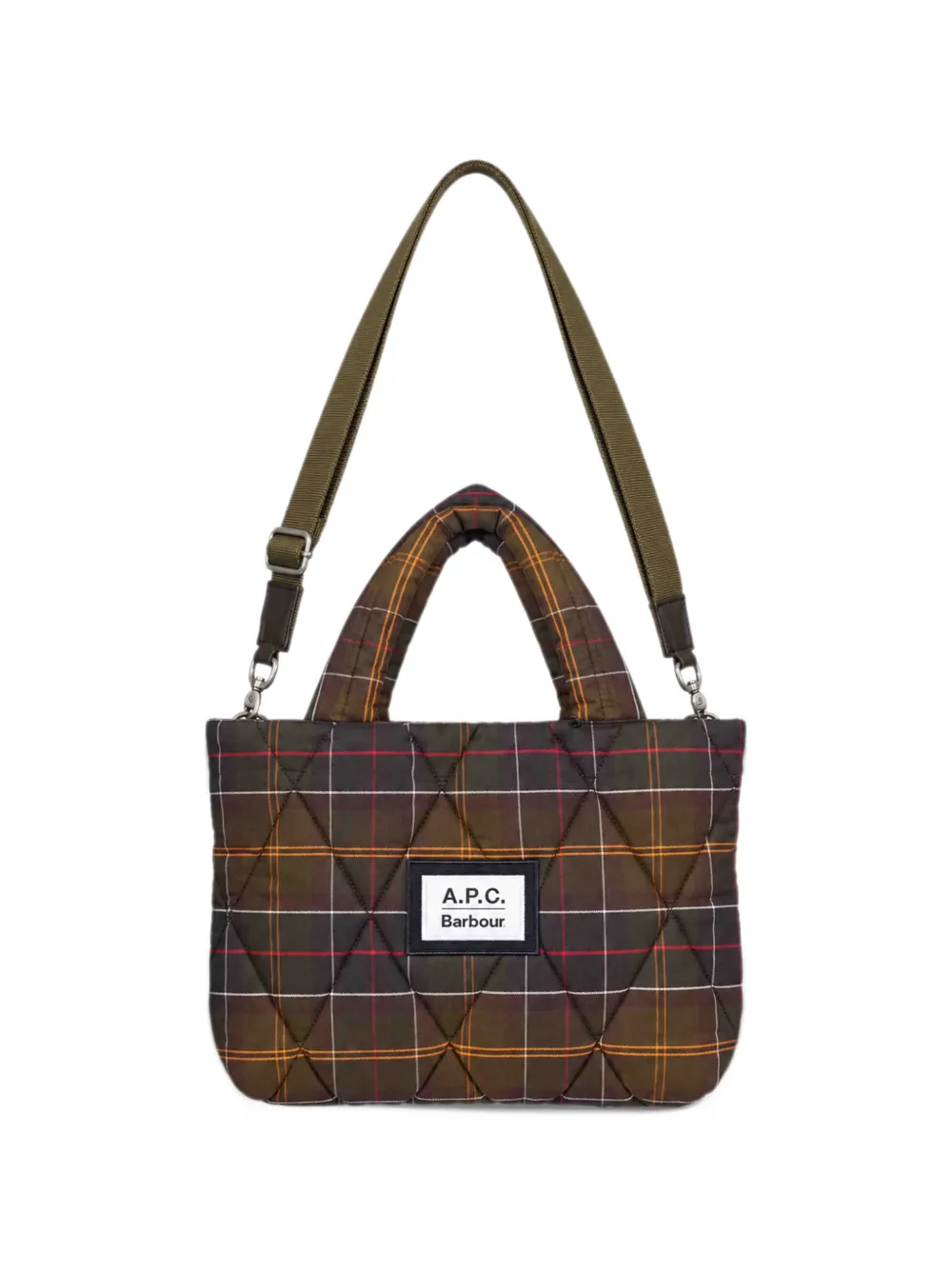 Barbour A.P.C. Tartan quilted crossbody bag Bruin