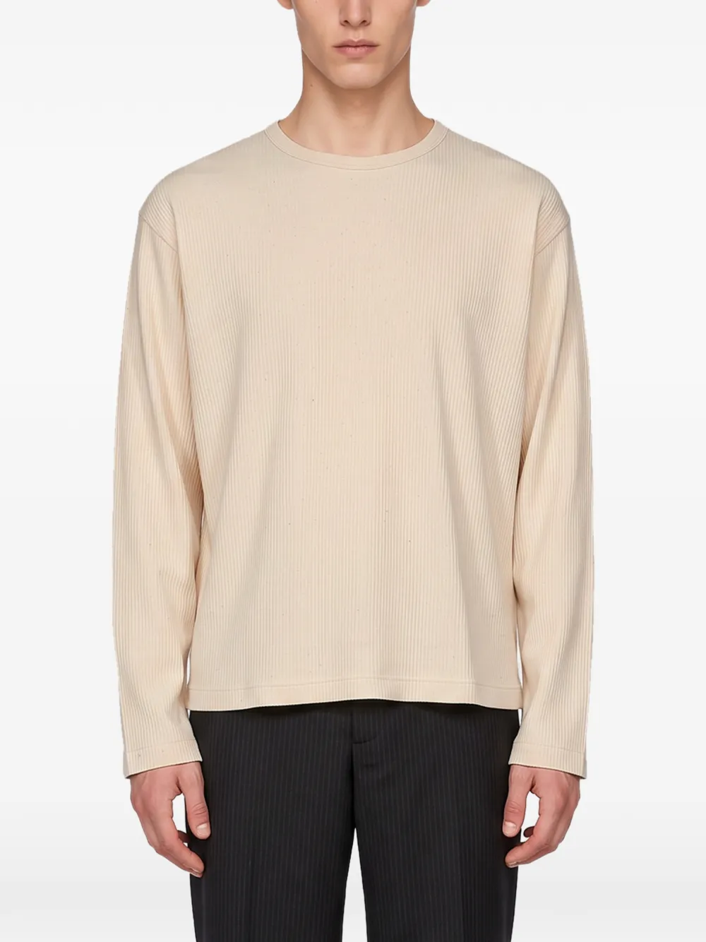 Another Aspect Geribbelde trui met lange mouwen Beige