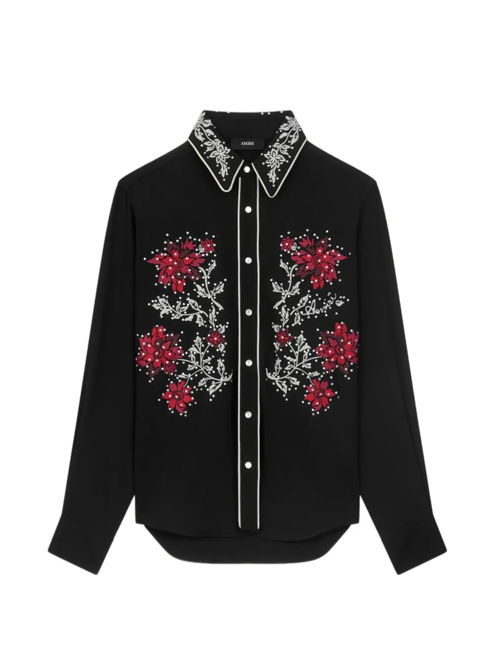 AMIRI floral-embroidered Western shirt - Black