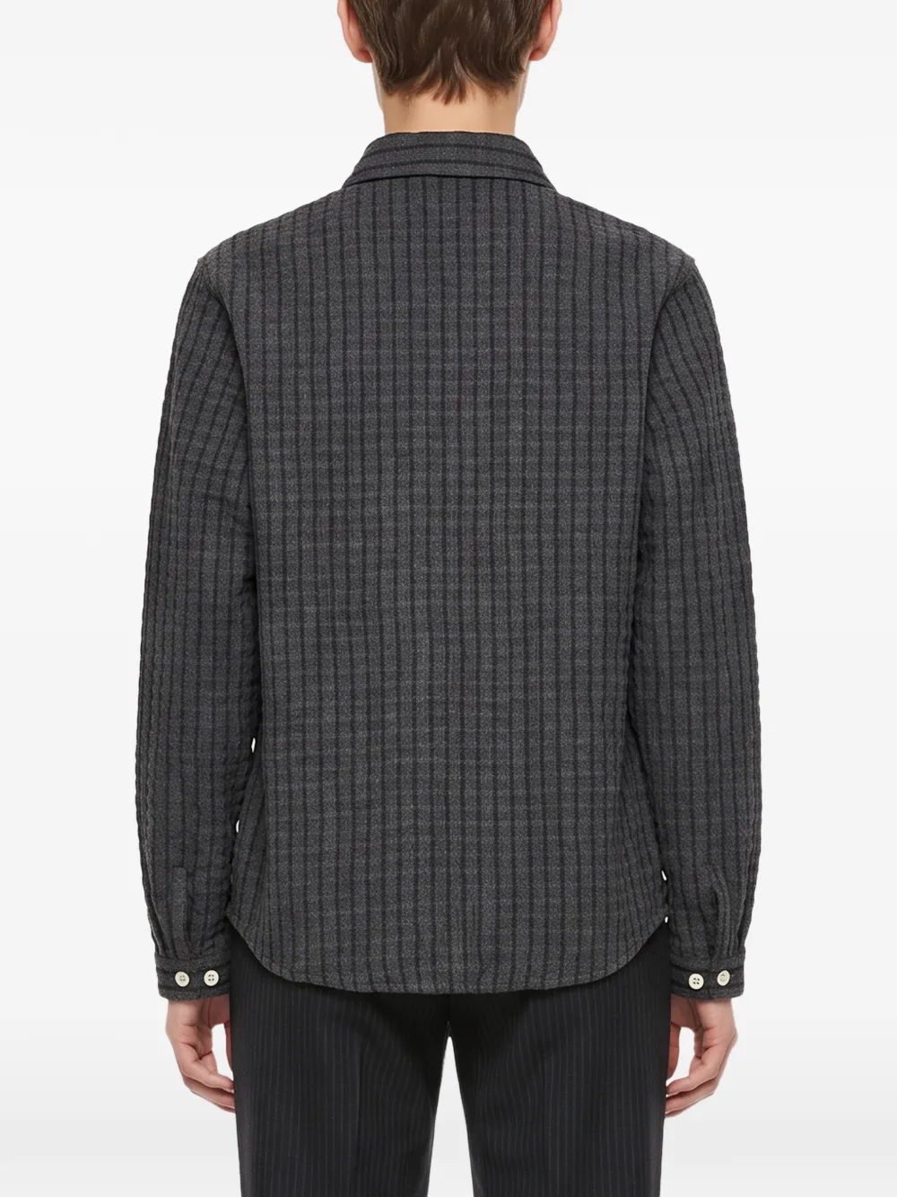Another Aspect Geruit shirtjack met rits Grijs