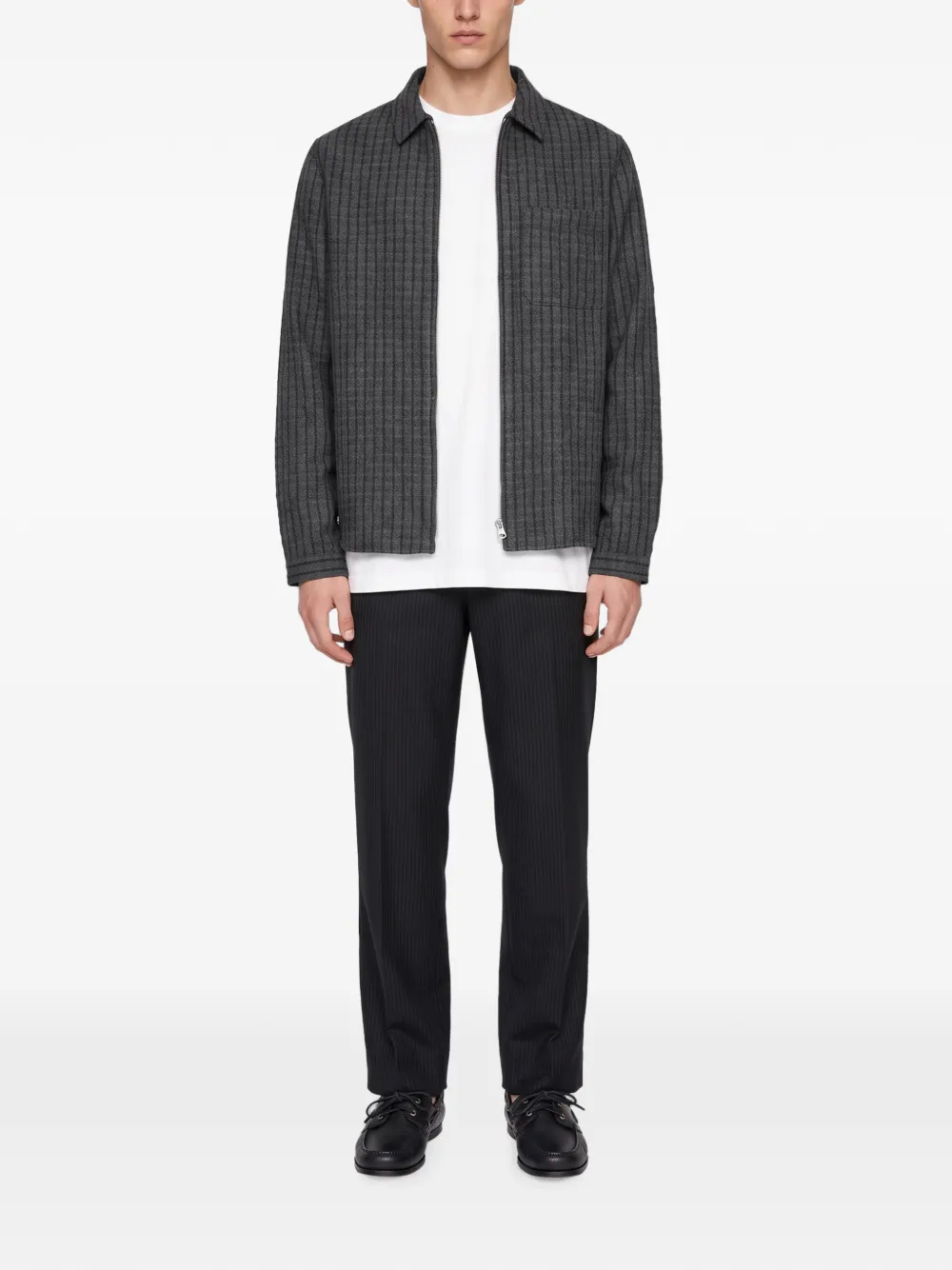 Another Aspect Geruit shirtjack met rits Grijs