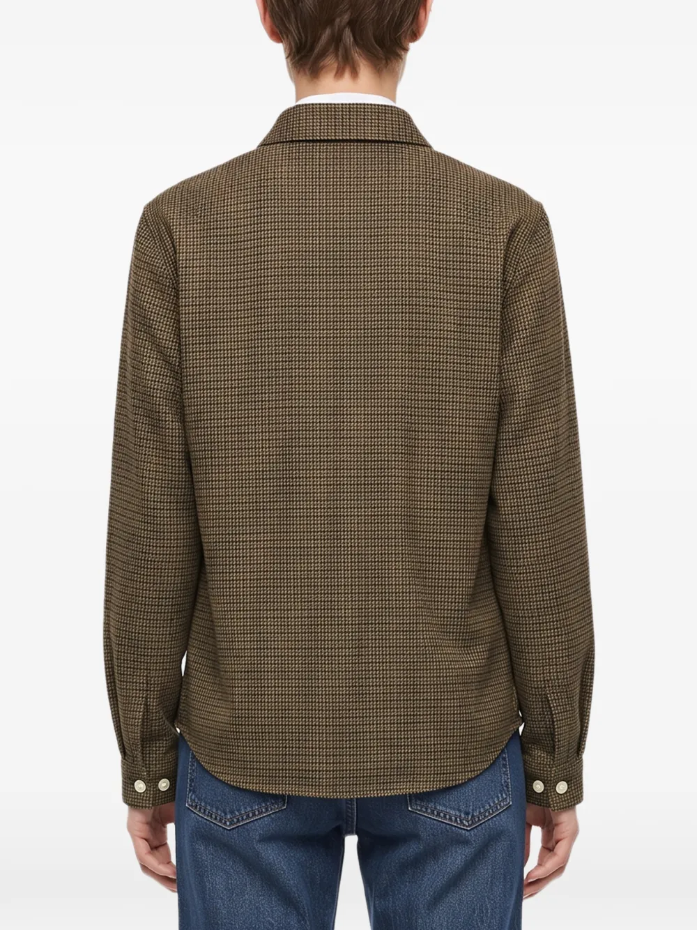 Another Aspect Geruit shirtjack met rits Bruin