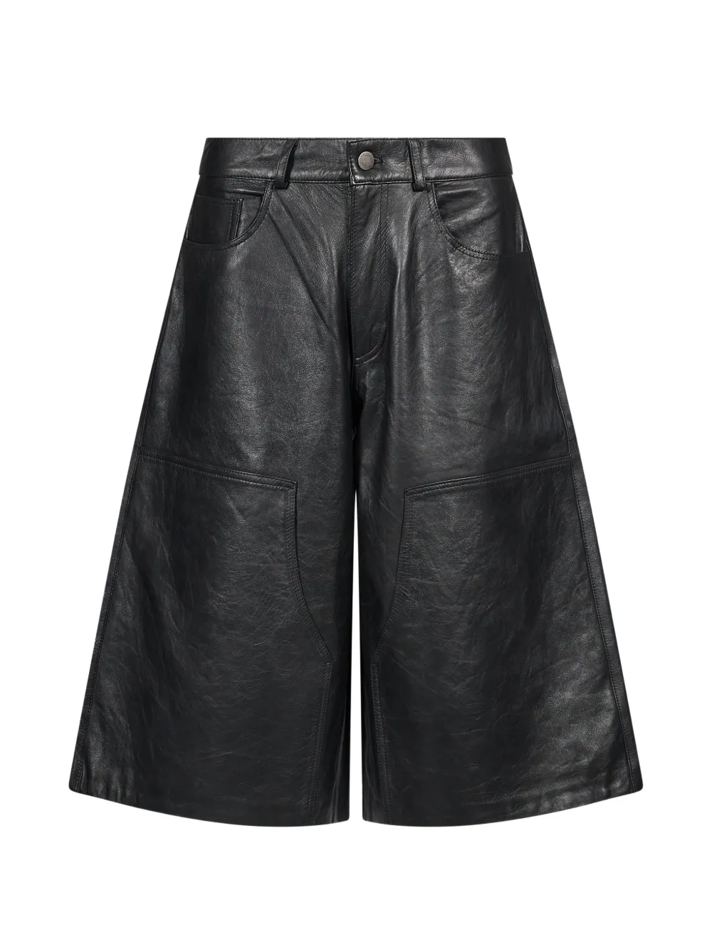 Haikure Legacy wide-leg leather shorts - Schwarz