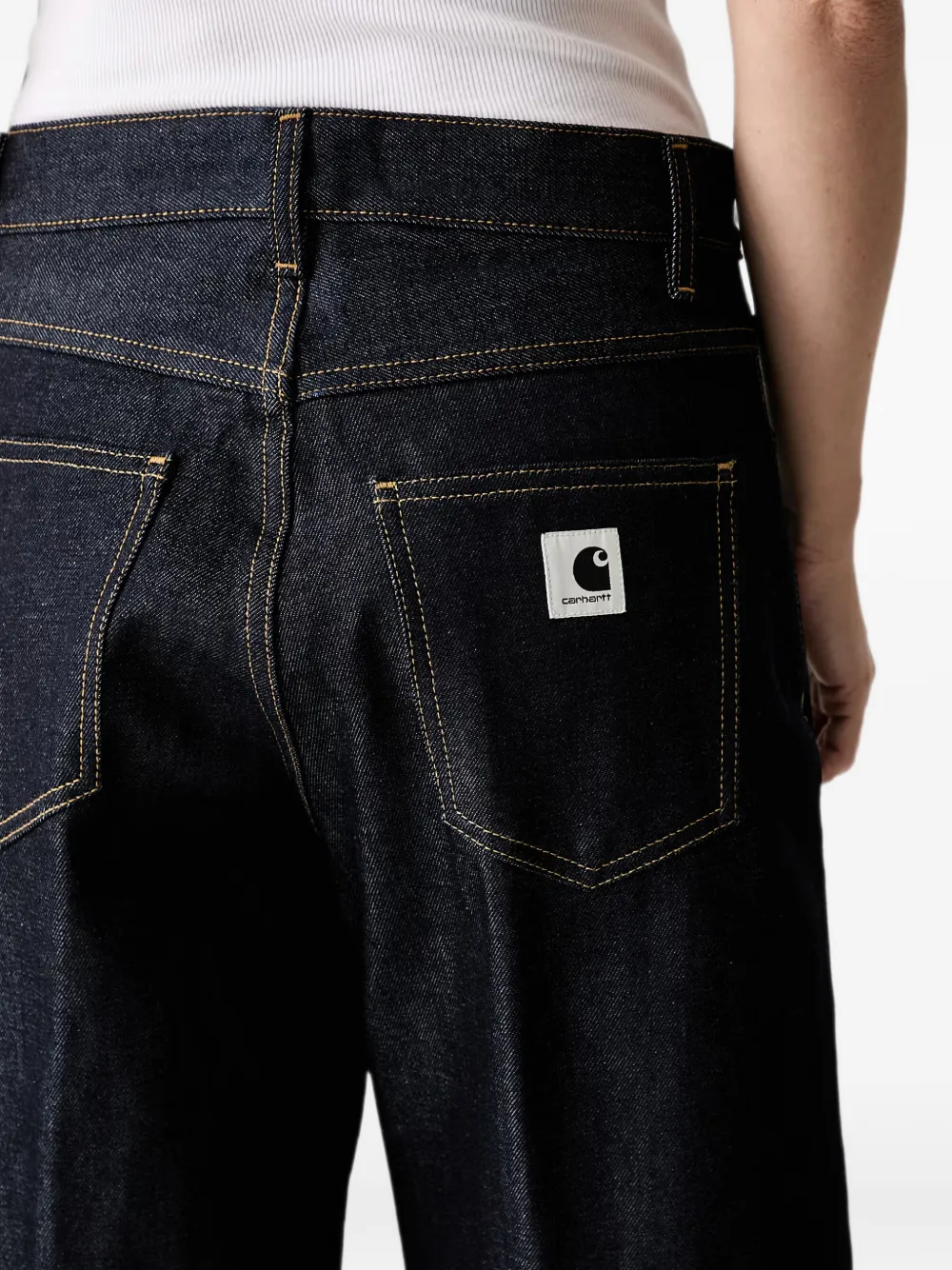 Carhartt WIP Denim shorts met logopatch Blauw