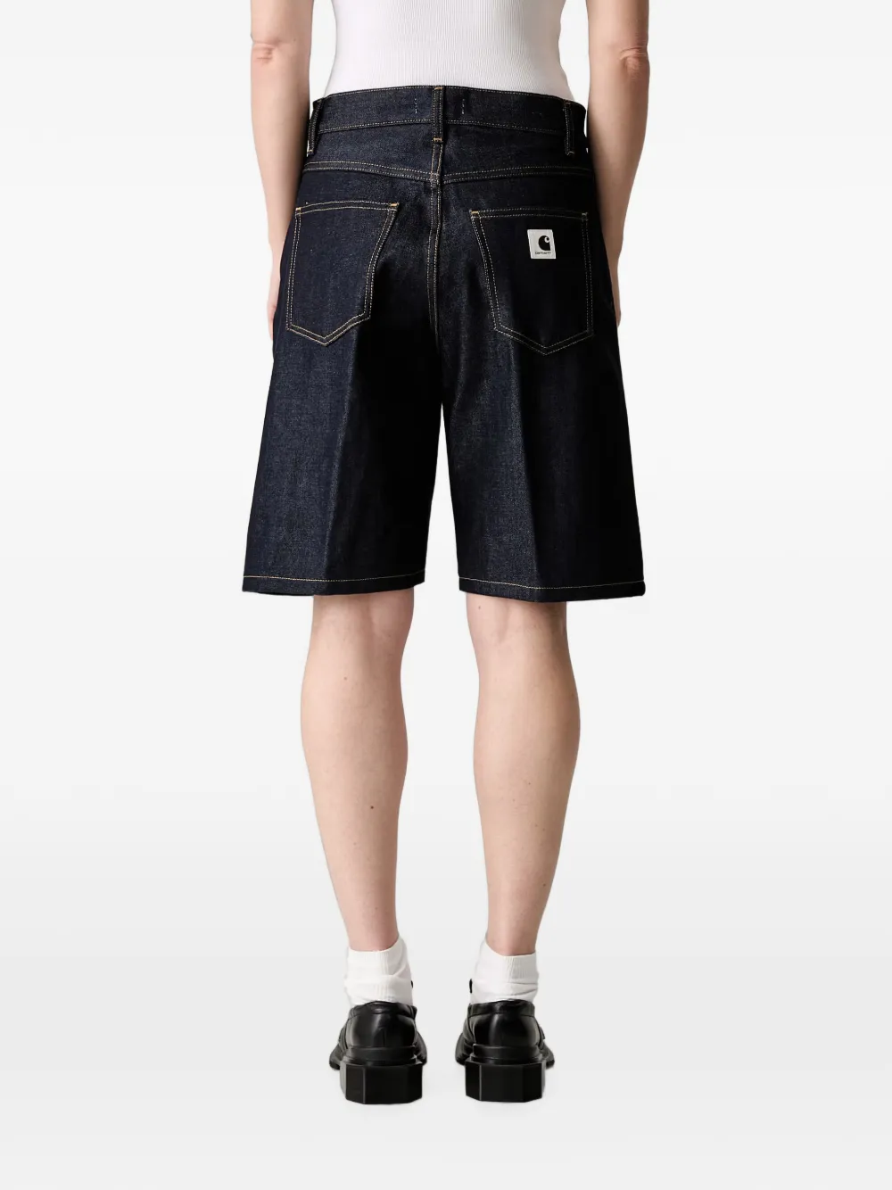 Carhartt WIP Denim shorts met logopatch Blauw