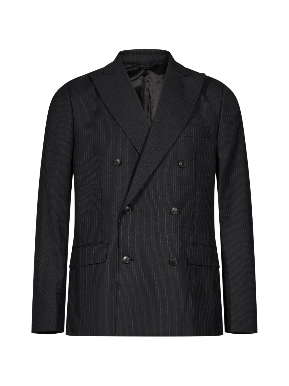 Another Aspect pinstriped double-breasted jacket | Black | Image 1