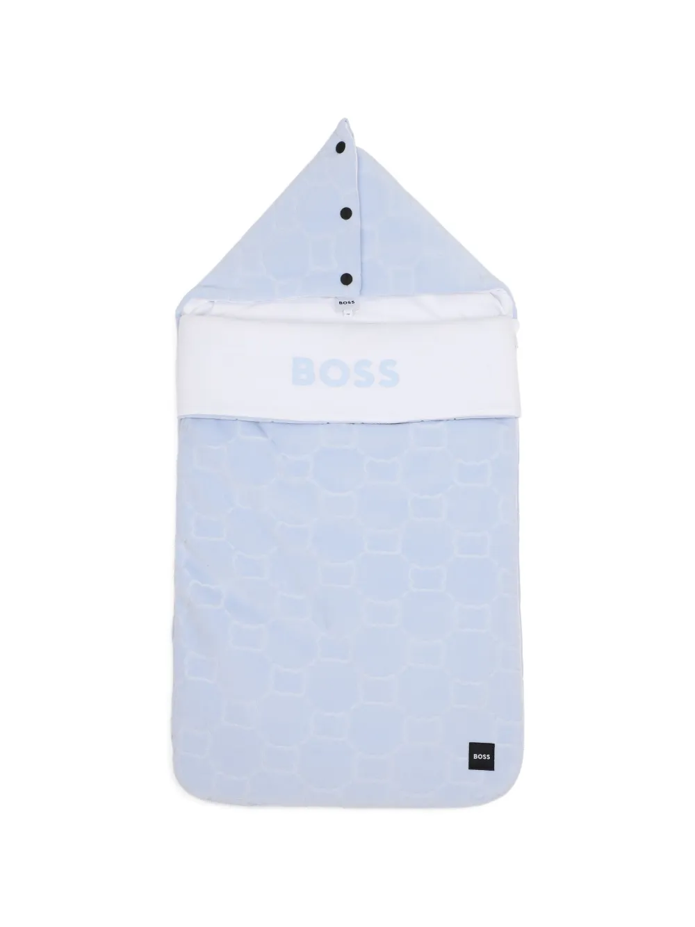 BOSS Kidswear Deken met monogram-patroon en capuchon Blauw