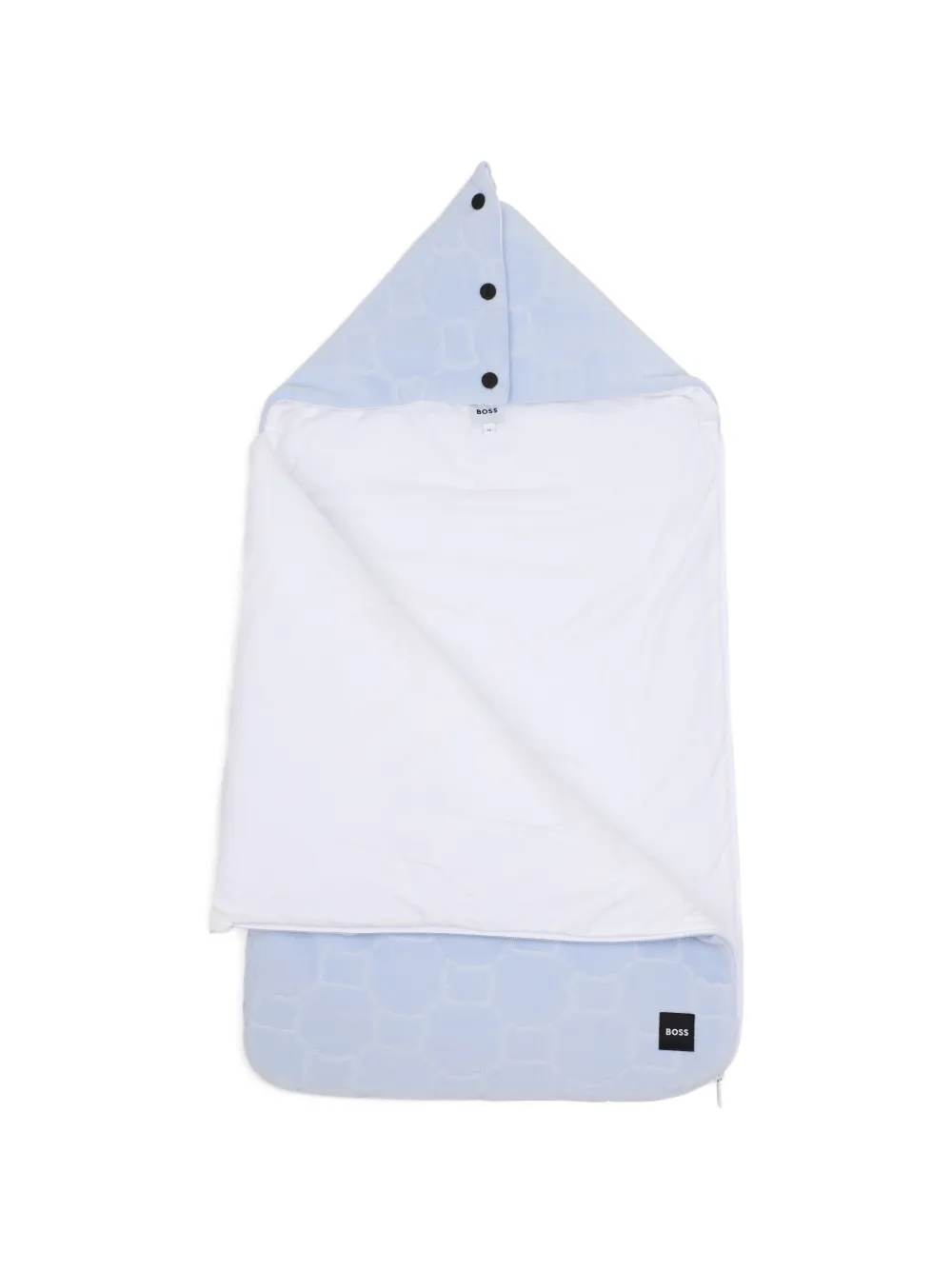 BOSS Kidswear Deken met monogram-patroon en capuchon Blauw