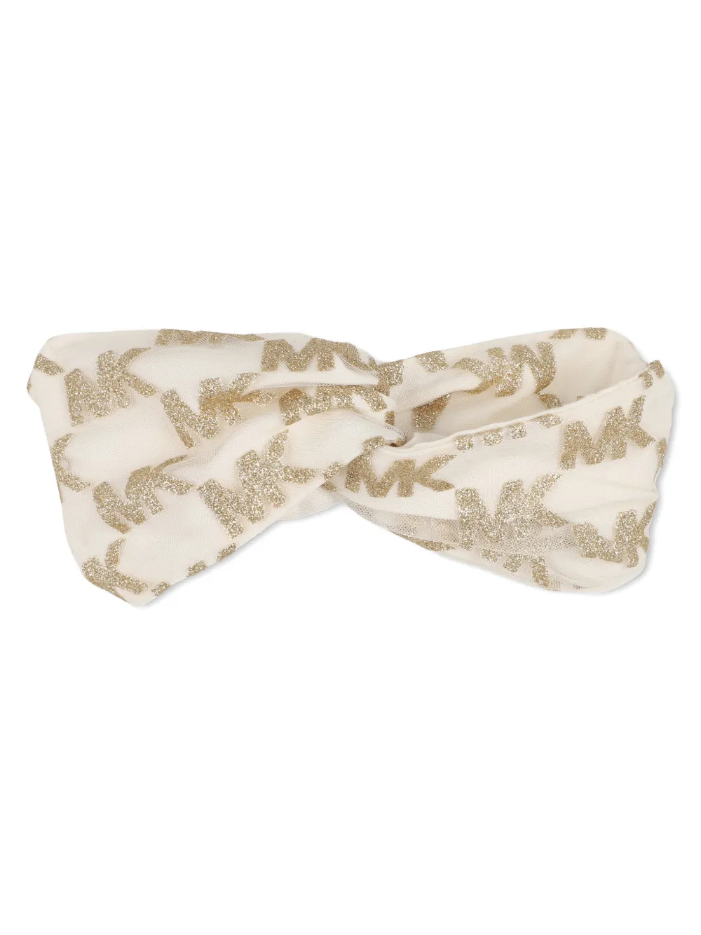 Michael Kors Kids Jurk met logoprint en ruches Beige